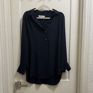 LOFT Classic Navy Button-Down Blouse